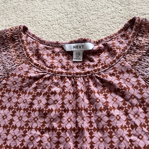 NEXT, size 10 UK, pink/magenta t-shirt with light brown pattern - Picture 3 of 7